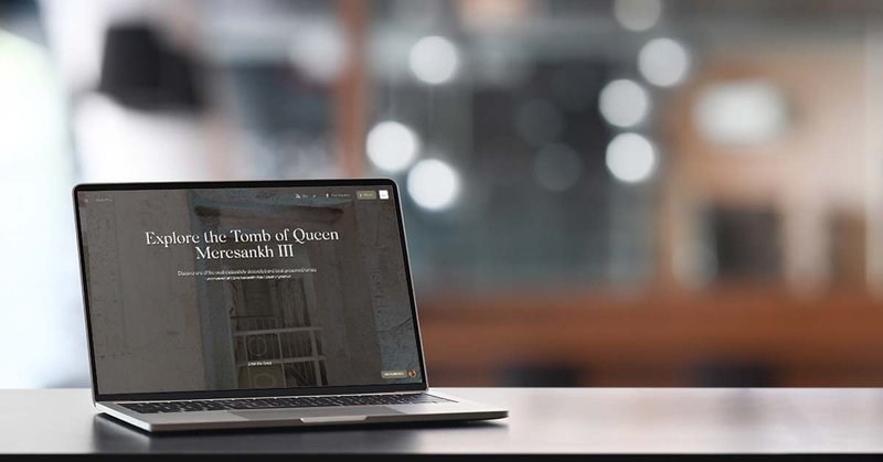 A laptop open to Mused.com's interactive 3D tour of the Tomb of Queen Meresankh III