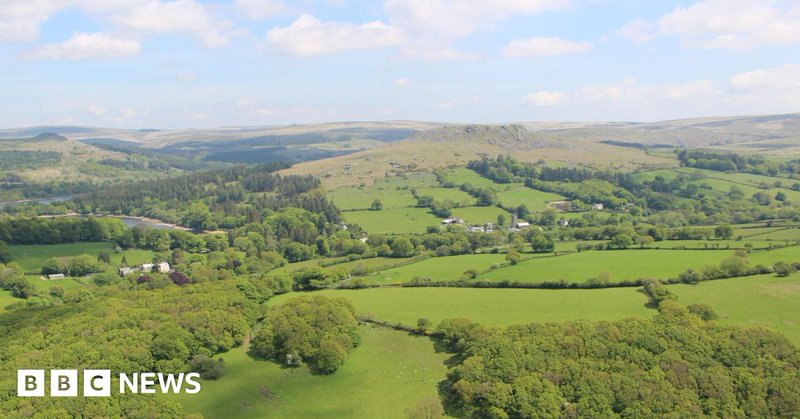 Rolling fields of Dartmoor near Crazy Well Pool