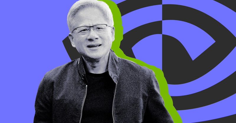 Digital photo collage of Nvidia CEO Jensen Huang.