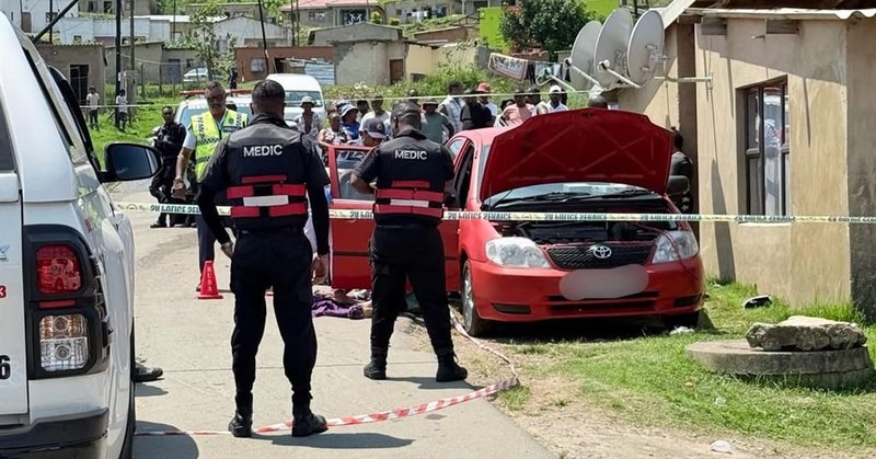 The scene where a man and a teenager were shot in the Magwaveni area, north of Durban on Tuesday, 11 November.
