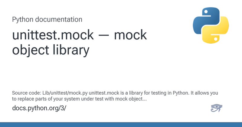 Source code: Lib/unittest/mock.py unittest.mock is a library for testing in Python. It allows you to replace parts of your system under test with mock objects and make assertions about how they hav...