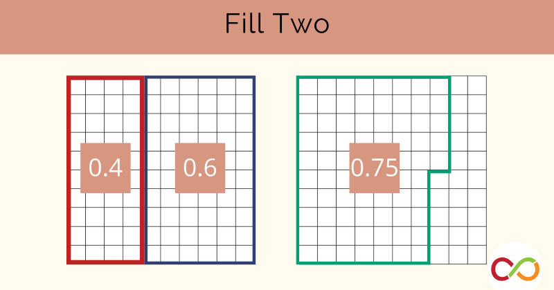 Three different blocks made of grids. A title reads, "Fill Two".