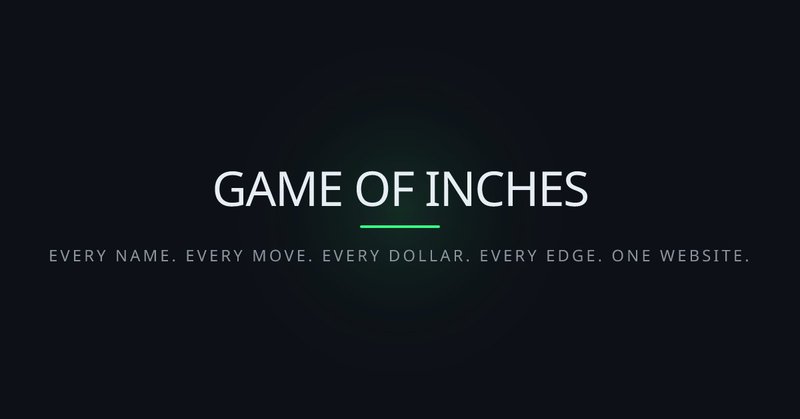 Game of Inches — Every Name. Every Move. Every Dollar. Every Edge. One Website.