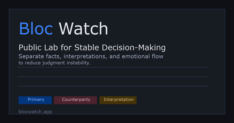 BlocWatch — 判断安定化の公開研究室