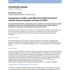 Occupazione in stallo e calo delle cifre d'affari nei rami di mercato svizzeri nel quarto trimestre del 2025 - Sviluppi congiunturali nel 4° trimestre 2025 | Comunicato stampa