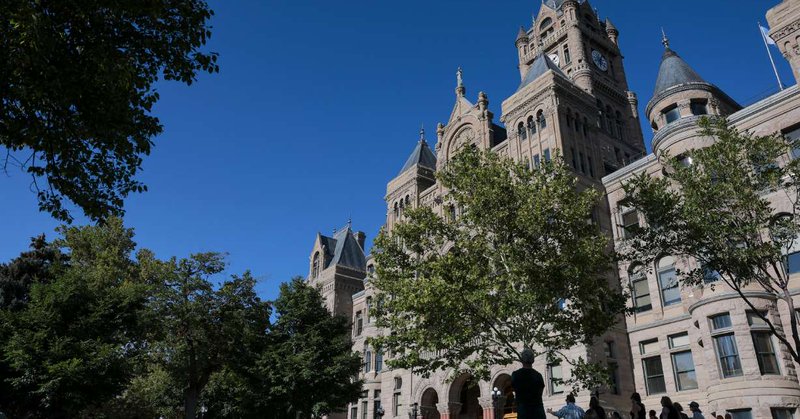 People gather for a protest at Washington Square Park at the Salt Lake City-County Building on Aug. 2. Salt Lake City is planning to turn 200 South in the area into a segment of the Green Loop project.