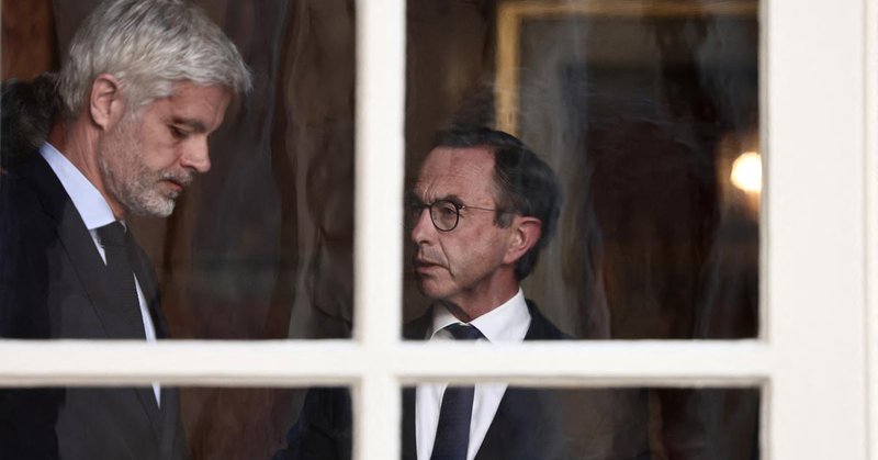 Le chef des députés Droite républicaine (DR) et le patron des Républicains (LR), Bruno Retailleau, également candidat à la présidentielle de 2027.