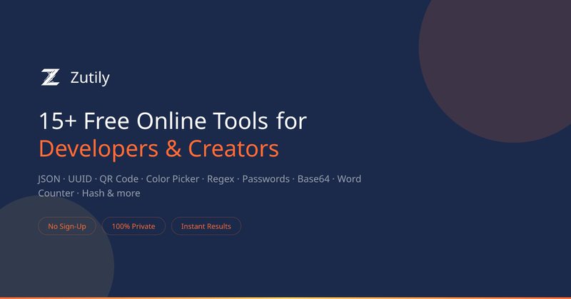 Zutily — Free Online Developer & Productivity Tools