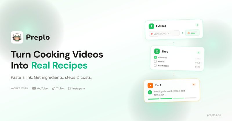 Preplo — Turn Cooking Videos Into Real Recipes
