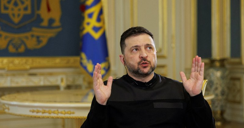 Ukraine's President Volodymyr Zelenskiy speaks during an interview with Reuters, amid Russia's attack on Ukraine, in Kyiv, Ukraine March 25, 2026. REUTERS/Valentyn Ogirenko