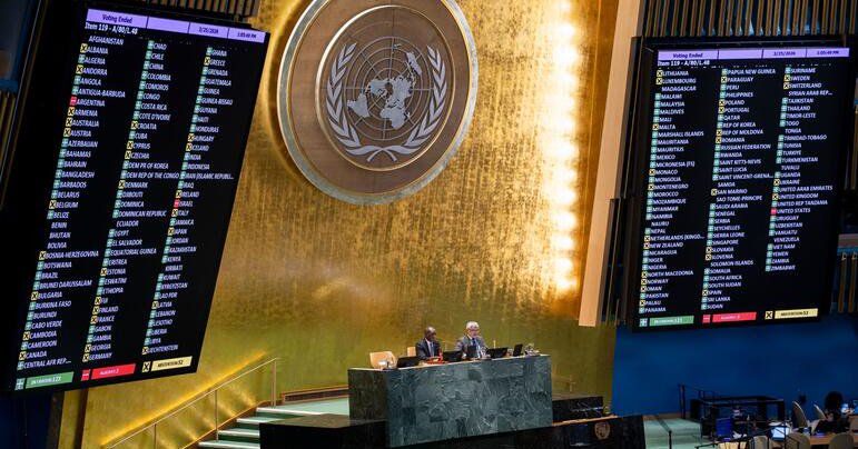 Results following the vote in the General Assembly on the resolution declaring the Trafficking of Enslaved Africans and the Racialised Chattel Enslavement of Africans as the Gravest Crime Against Humanity.