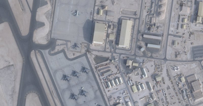 A satellite image of Al Udeid Air Base in Qatar in February.