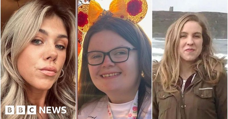 A three photo composite of a three women. The first is a selfie of a young woman with blone wavy hair. She stares into the camera. Next is a brown haired woman with glasses and a yellow bow atop her head. She smmiles at the camera. Lastly a woman with brown and blonde hair smiles on a beach. She wears a green parka coat.