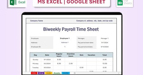 **🌟 Elevate Your Payroll Management with Our Simple Employee Payroll Timesheet tracker Excel & Google Sheet Template! 🌟** Perfect for small business...
