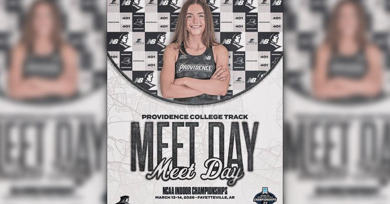 A graphic of Maeve O'Neill for the NCAA Indoor Track and Field Championships