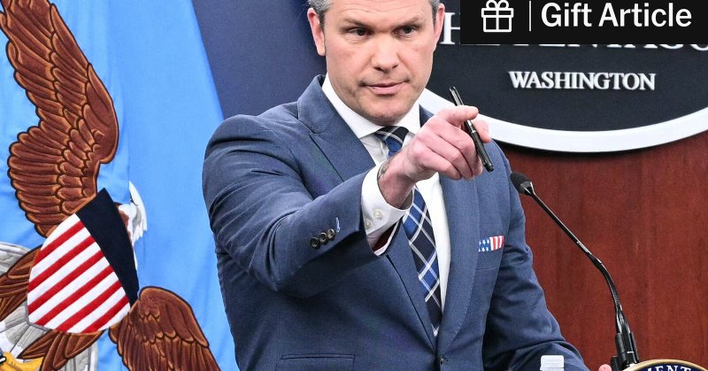 Defense Secretary Pete Hegseth speaking to reporters on Thursday.