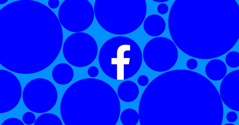 An image of the Facebook logo surrounded by blue circles