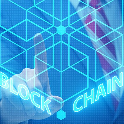 Young businessman in innovative blockchain concept — Stock Photo, Image Young businessman in innovative blockchain concept