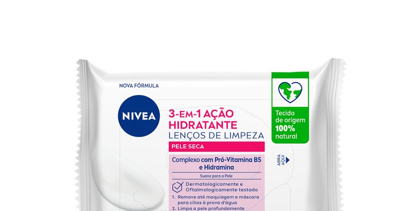 NIVEA Lenços de Limpeza Facial Ação Hidratante 3 em 1 - Pacote com ...