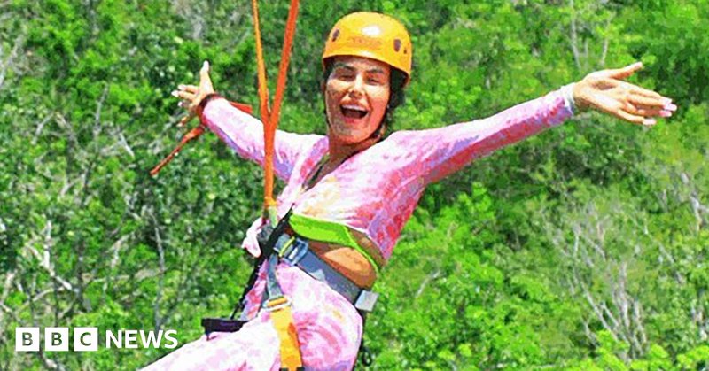 Catherine Wieland on a zipline in Mexico.