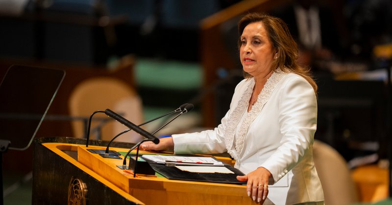 President Dina Boluarte of Peru, who was impeached on Thursday, speaking at the United Nations General Assembly in New York last month.
