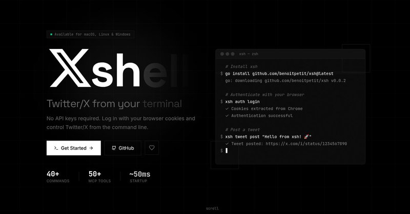 xsh — Twitter/X CLI | High-Performance Terminal Tool - Preview