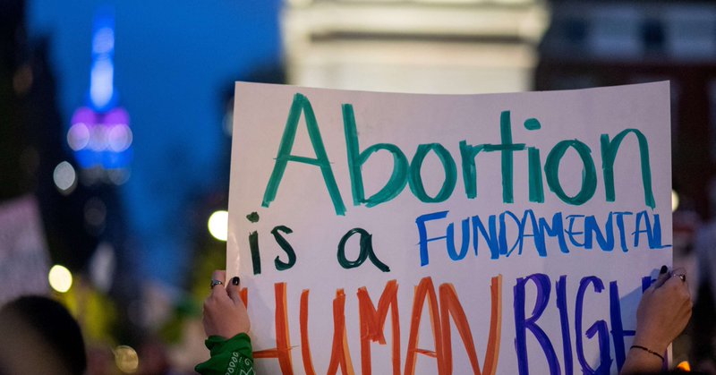 People gather during a rally in support of abortion rights in Washington Square Park on May 3, 2022, in New York City.