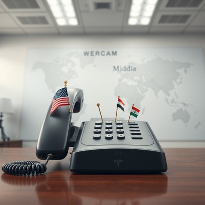 Symbolic representation of Trump, Modi, and Musk discussing Iran war crisis in diplomatic call