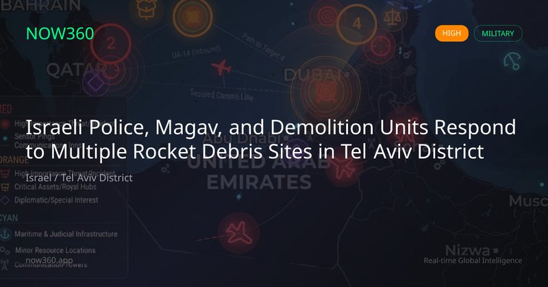 Israeli Police, Magav, and Demolition Units Respond to Multiple Rocket Debris Sites in Tel Aviv District
