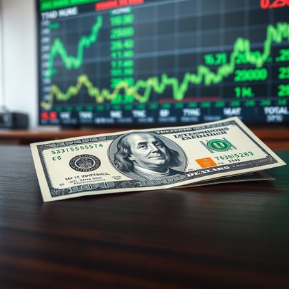 U.S. dollar bill as safe-haven asset during Iran conflict and market volatility.