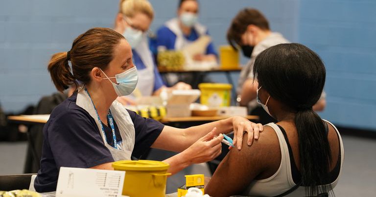 Students getting the meningitis vaccine at the University of Kent. Pic: PA