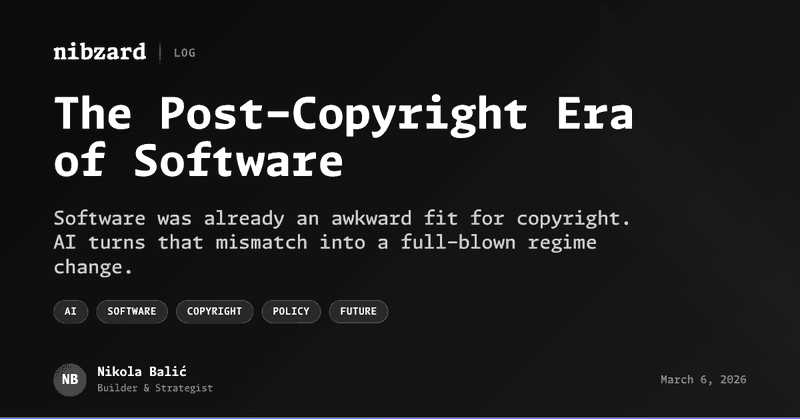 The Post-Copyright Era of Software - Log - nibzard