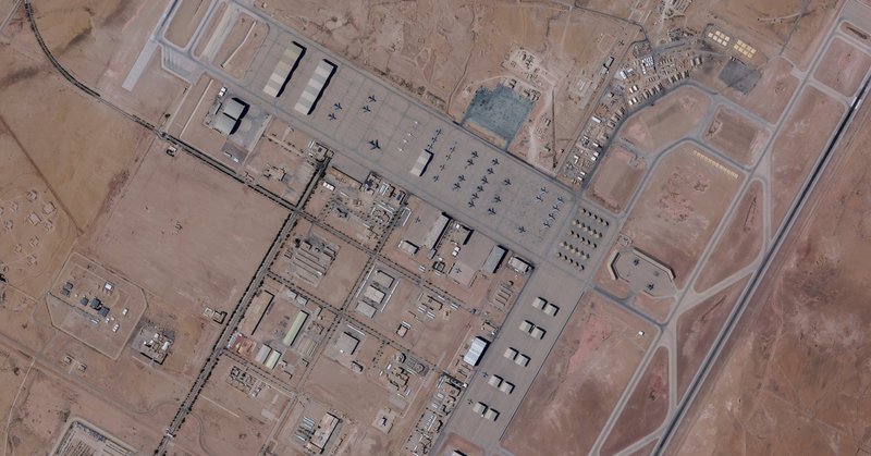 Satellite image shows planes at Prince Sultan Air Base in Saudi Arabia, last month.