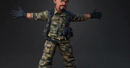 3D Model: camouflage soldier action figure with tactical vest gloves and boots from image to 3D, by creator with Tripo Al, the best 3D Model Generator