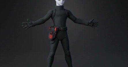 3D Model: action figure in black tactical suit with holster and open pose from image to 3D, by creator with Tripo Al, the best 3D Model Generator