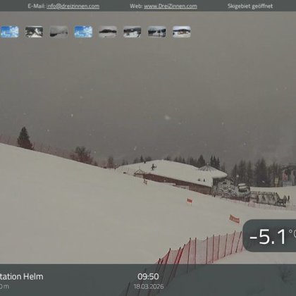 Sexten Helm-Plateau Live Webcam: Skiing in the Dolomites