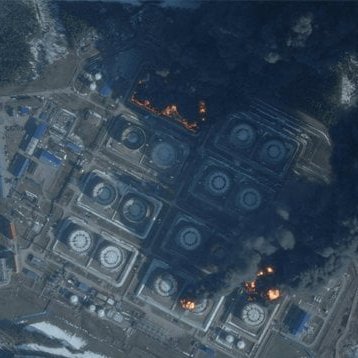 fire buriing in Russian oil terminal after attack