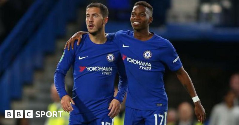 Charly Musonda with his arm around Eden Hazard while playing for Chelsea