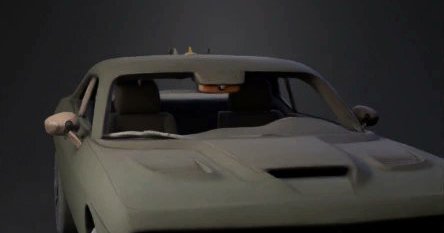 3D Model: gray Dodge Challenger with orange racing stripe front quarter view b from image to 3D, by creator with Tripo Al, the best 3D Model Generator