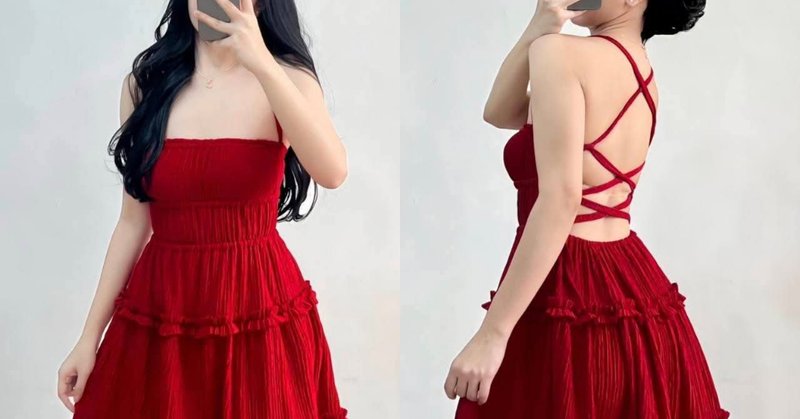 INNO-VAS DRESS fabric barkcrepe garterized front crisscross back ...