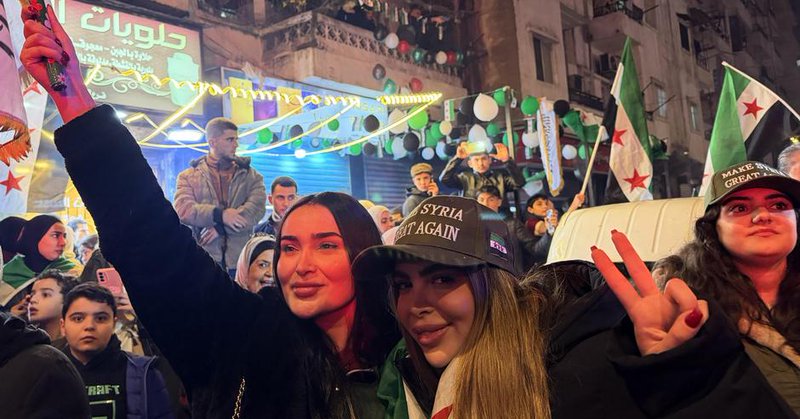 Syrian people gather to celebrate the first anniversary of the fall of Bashar al-Assad's regime in Latakia