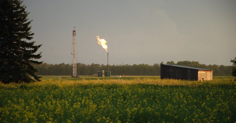 Gas flaring in an Alberta field