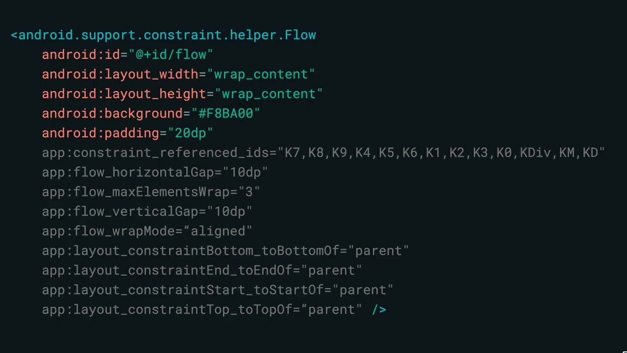 Calculator keys in XML using Flow