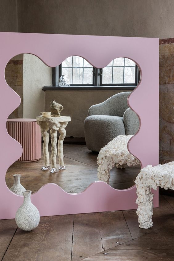 curvy pink mirror