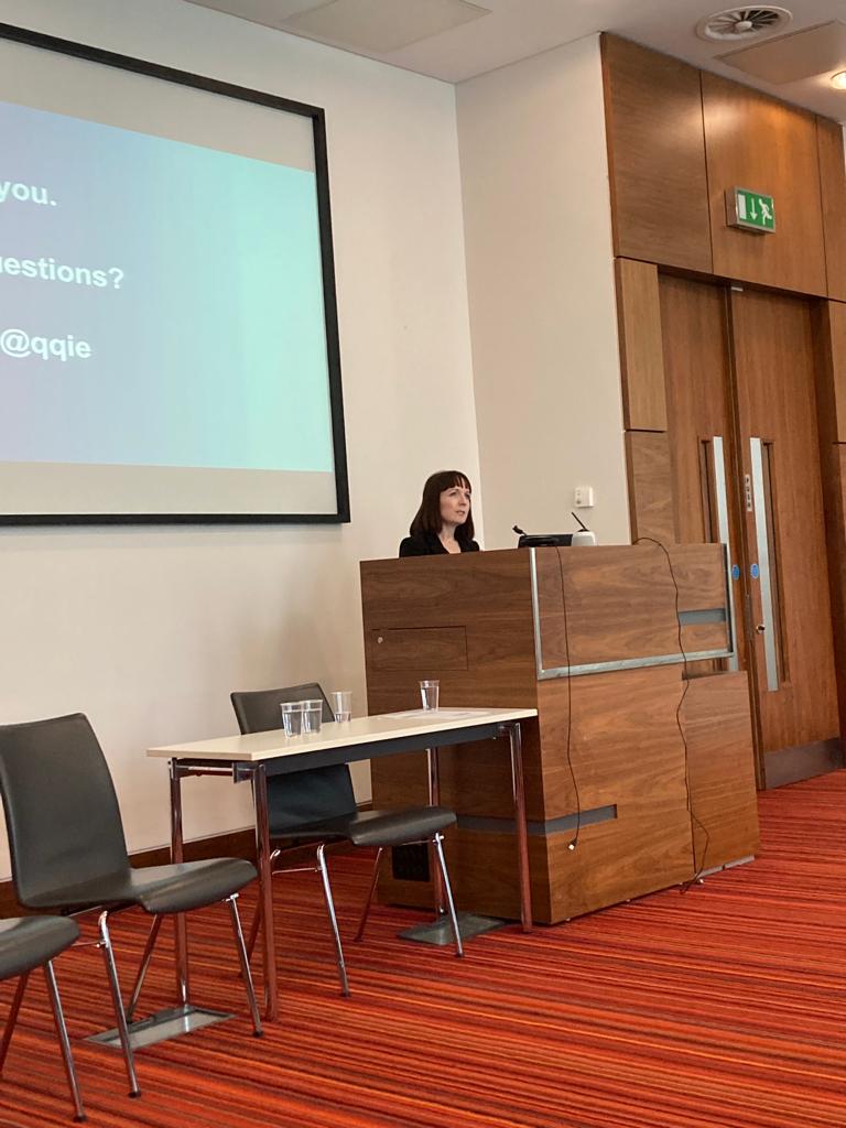 Photo of Roisín Morris Drennan, QQI, presenting at the September Finding Common Ground meeting.