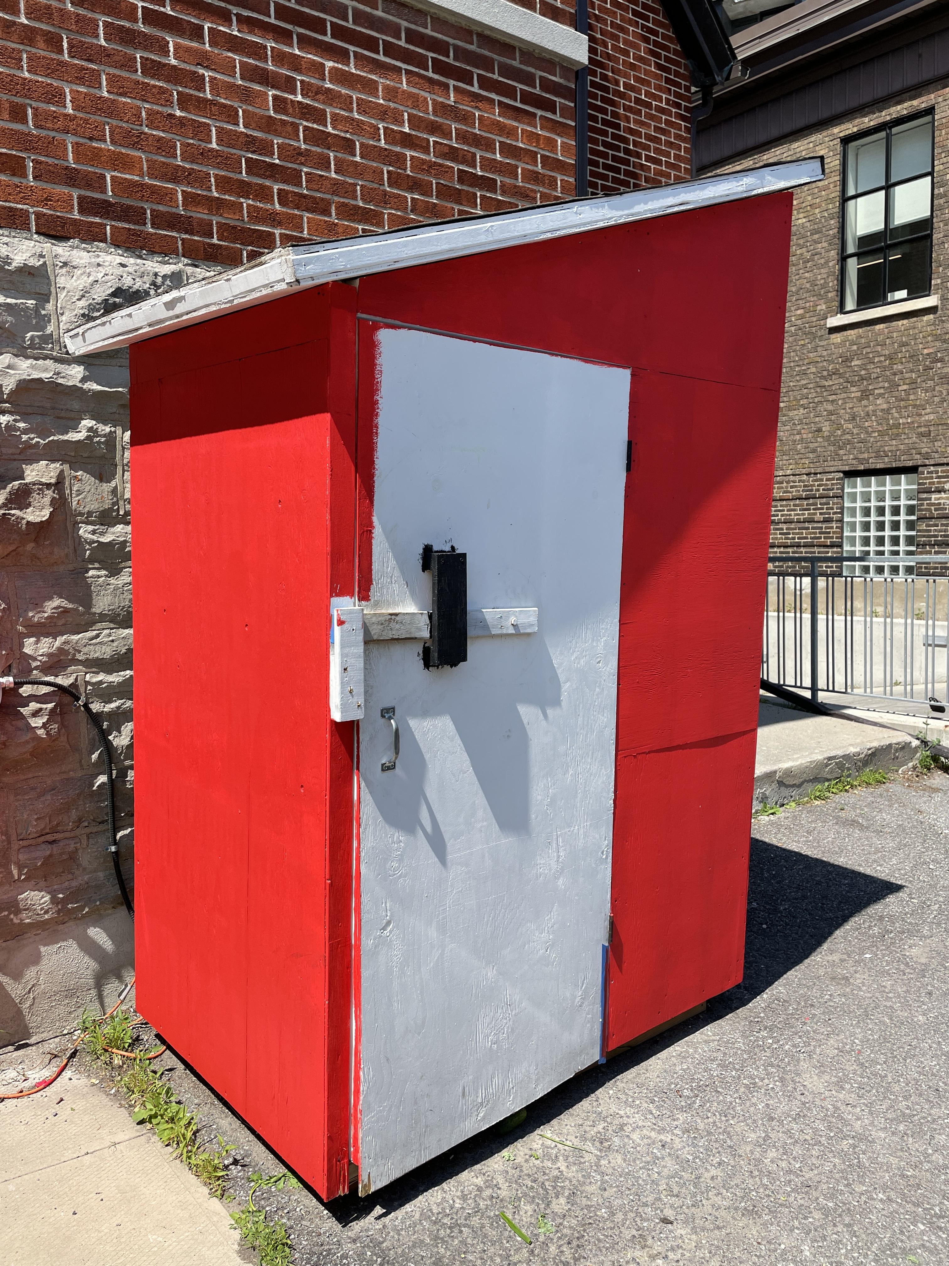 Pantry with a fresh coat of red paint