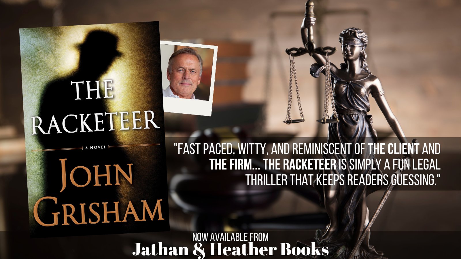 "Fast paced, witty, and reminiscent of THE CLIENT and THE FIRM... THE RACKETEER is simply a fun legal thriller that keeps readers guessing." Now available from Jathan and Heather Books. 