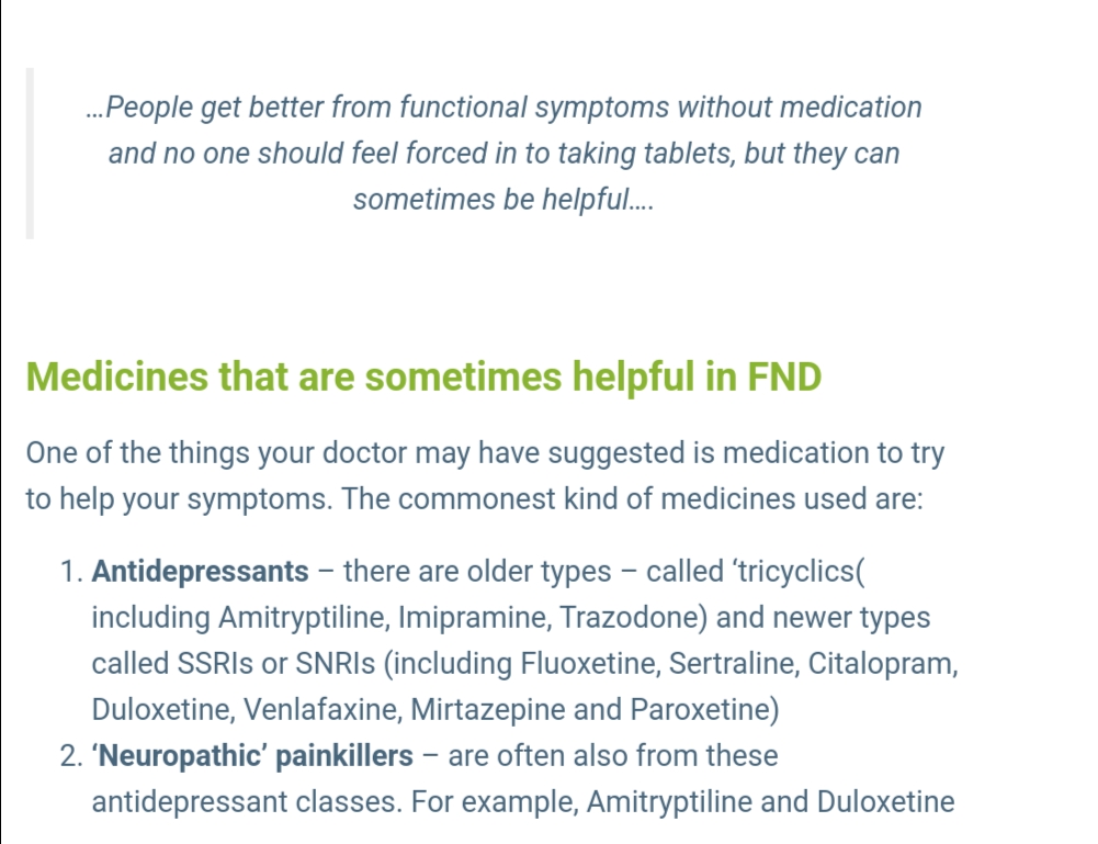 🥀
🕊️
Support groups for multiple poorly researched health conditions have always been full of "My Meds" posts
#FND (Fictitious Neurological Diagnoses)
#cfs
#MUS
https://pre-prod.neurosymptoms.org/en_GB/treatment/medication/
@freyaindiaa
https://freyaindia.co.uk/p/why-are-so-many-girls-on-ssris
https://scottishlegal.com/articles/david-j-black-cherchez-la-shrink