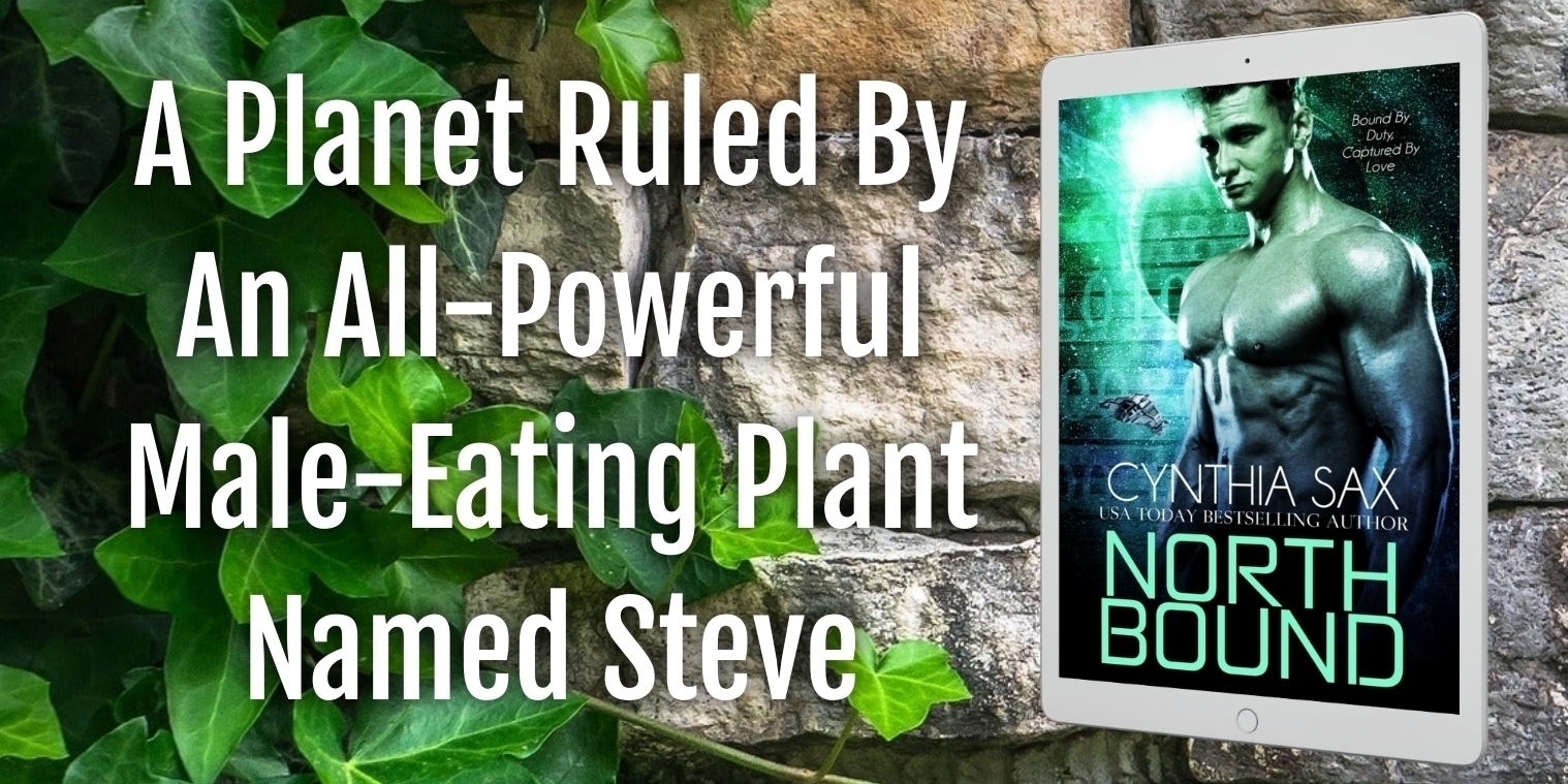 The cover of North Bound displayed with ivy (plants). The cover of North Bound features a stern bare-chested male cyborg warrior who resembles Hawkeye from the MCU.