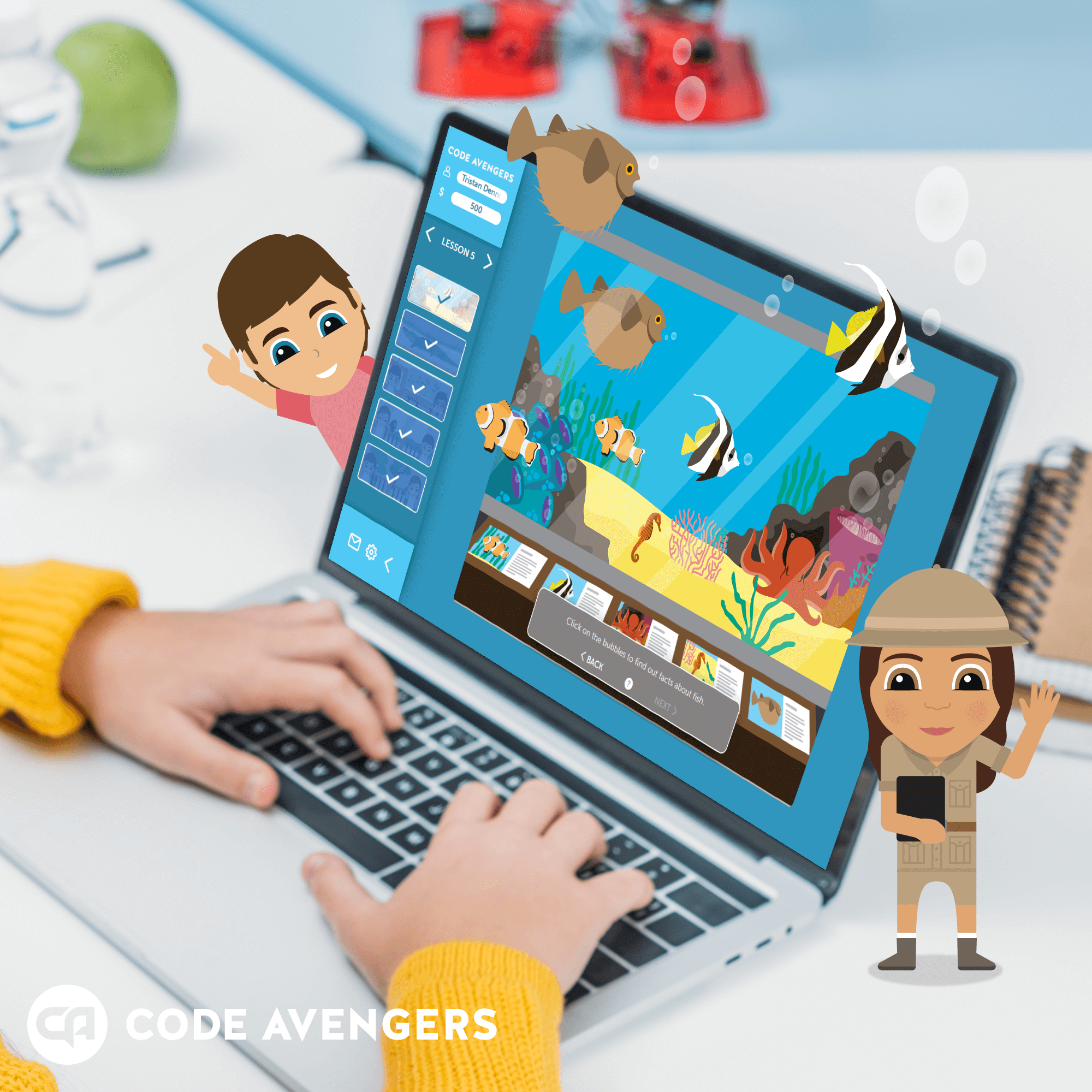 Child learning on a laptop through one of Code Avengers interactive courses for kids